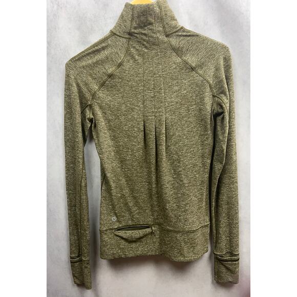 Lululemon Rush Hour 1/2 Zip Sweatshirt with Thumbholes Size 4 Color Olive Green - Picture 3 of 8